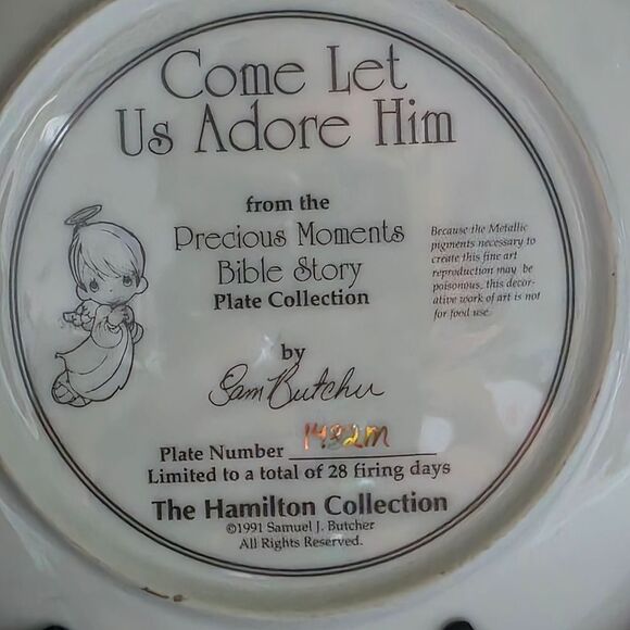 "Come Let Us Adore Him" 1991 Hamilton Collection 8" Plate In Plate Frame - Picture 3 of 3